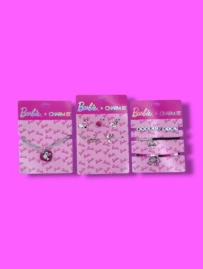 Barbie x CHARM IT! Pink Bracelet & Necklace Jewelry Set